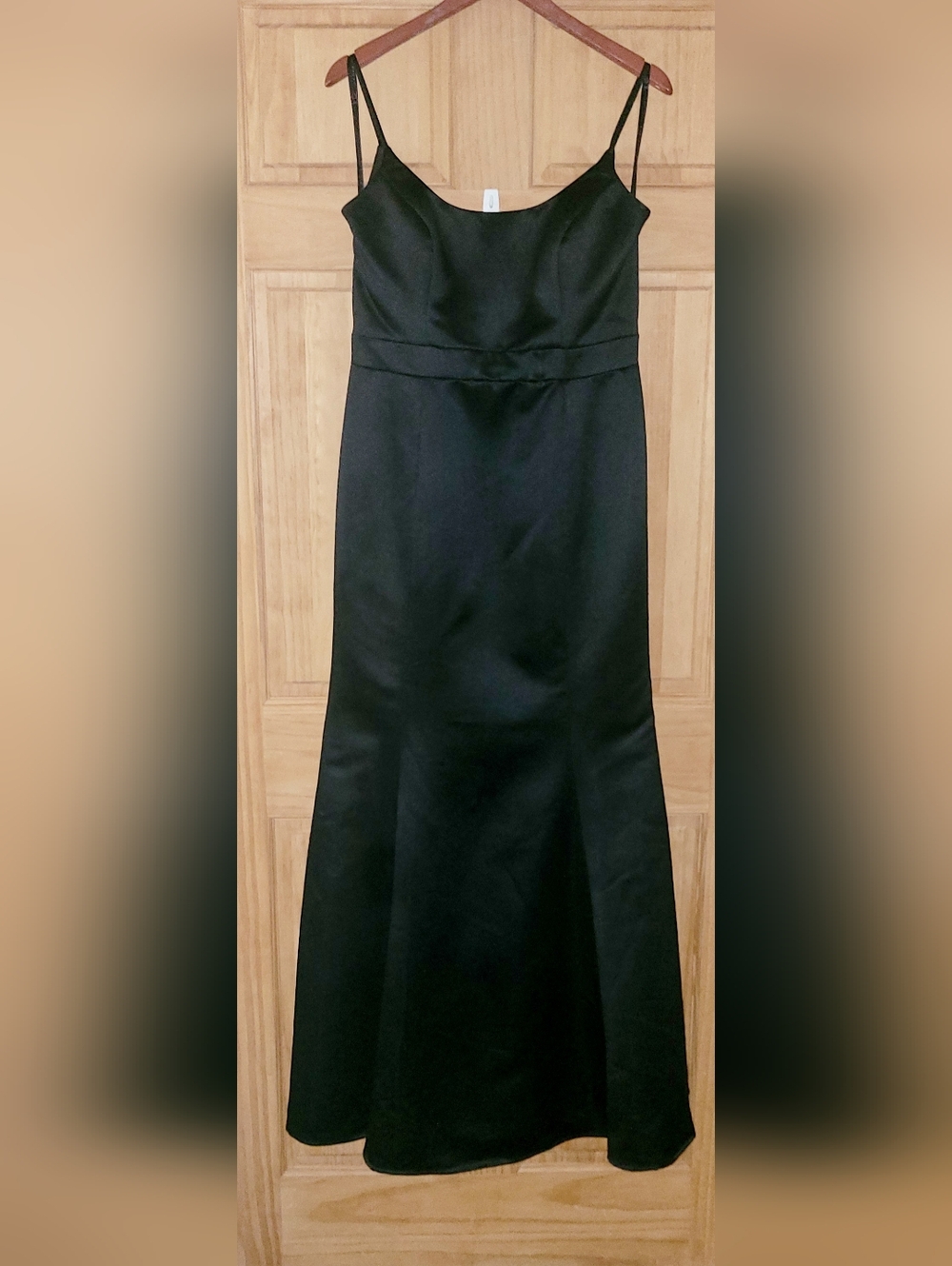 Black Hayley Paige Bridal Black Spaghetti Strap Full Length Lined Dress. Size 12